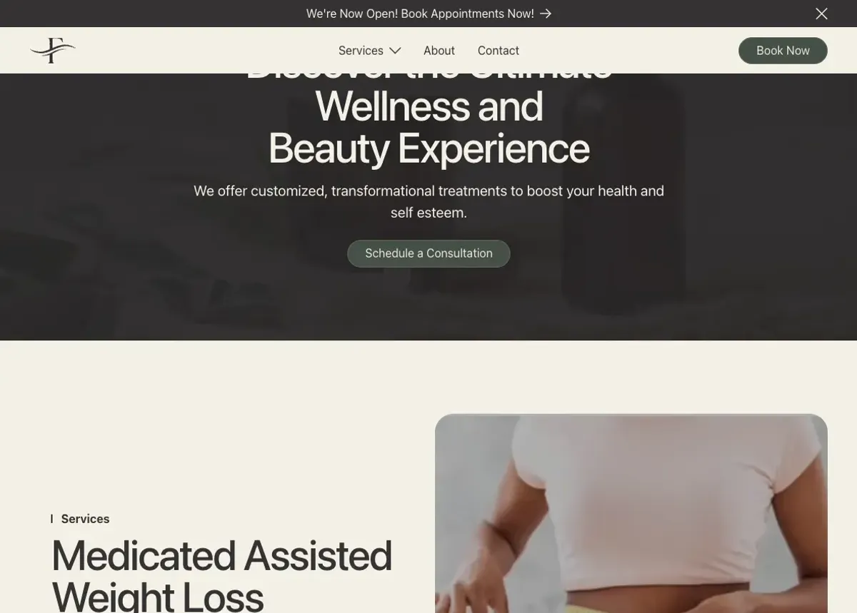 Finesse Beauty website screenshot